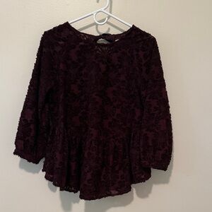 Altar'd State Deep Burgundy Lace Blouse